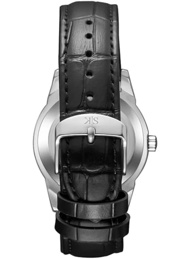 KENNETH SCOTT Kenneth Scott Men's Japanese Quartz Movement Watch, Analog Display and Leather Strap - K23030-SLBW, Black