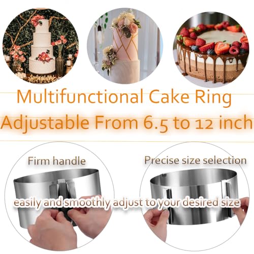 DATANYA Cake Ring Extra High 15cm - Adjustable 6 Inch to12Inch Stainless Steel Round Cake Mousse Molds Baking Ring, 5.9 Inch Deep Cake Mold with Precise Scaling - Image 5