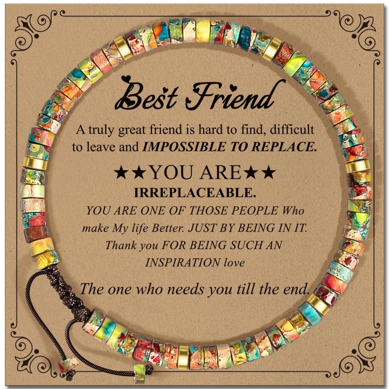 ZOKCC Friendship Bracelet Gifts for Women: Inspirational Natural Stone Bracelet for Women - Birthday Christmas Day Graduation Gifts for Friend, Sister, Bestie, BFF - Image 1