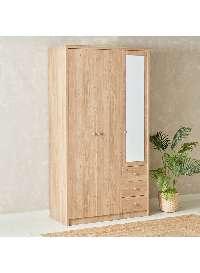 هوم بوكس خزانة ملابس 3 أبواب بمرآة و3 أدراج من نورديكا - Image 1