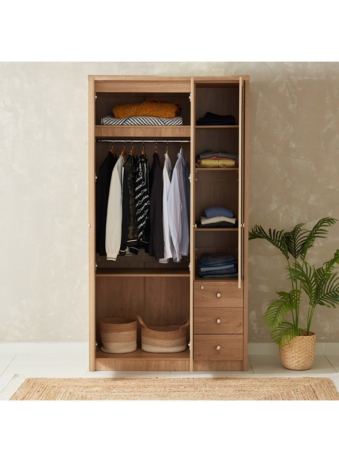 هوم بوكس خزانة ملابس 3 أبواب بمرآة و3 أدراج من نورديكا - Image 3