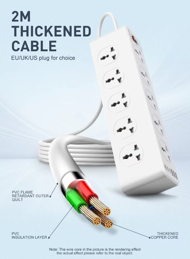 LDNIO Universal Power Socket | 10 Universal Outlets + 3 USB-C + 3 USB-A Ports | 33W PD Fast Charging, QC3.0, PPS Support, 2M Heavy-Duty Cable, 2500W Max, Global Safety Certified - Image 4