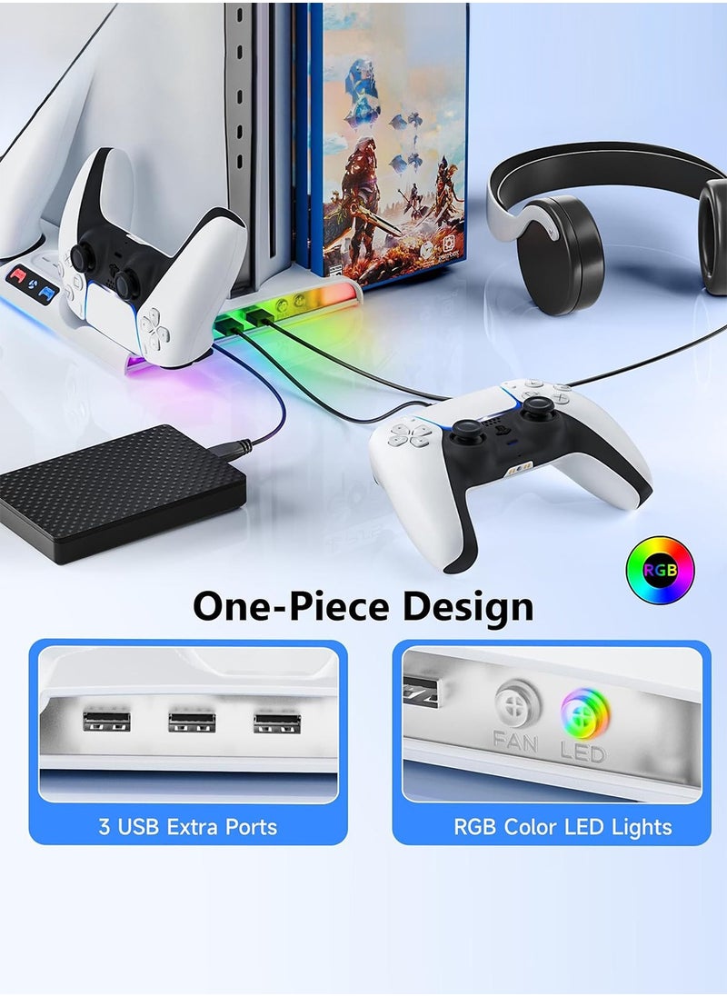 LEOKOR PS5 Slim Cooling Charging Station,with Cooling Station/Dual Controller Charging Station and RGB Light,8 Game slots and 1 hard drive slot,for PlayStation 5 Slim/Disc/Digital  - Image 5