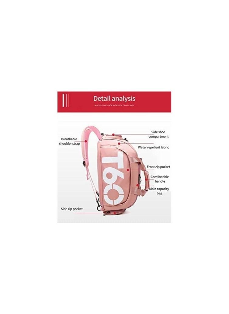 Waterproof Gym Bag with Shoe Compartment - Pink - Image 2