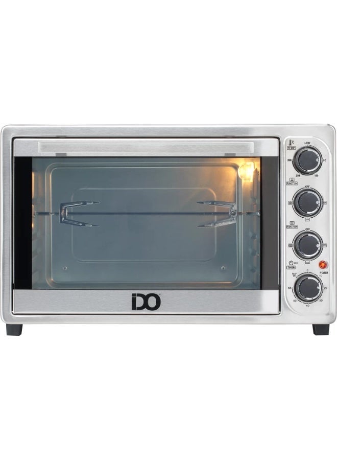IDO Toaster Oven – 50 Liters – 2000 Watts – Double Glass Door for Thermal Insulation – Ideal for Toasting, Baking, and Grilling – Dual Grill Function – Adjustable Timer with Power Indicator – Temperature Control up to 250°C – Convection Function – Interior Light – Additional Accessories (Wire Rack, Baking Tray, Tray Handle, Grill Set, Deep Round Tray) - Image 2