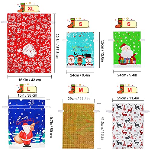 YQL 30PCS Christmas Drawstring Gift Bags Assorted SizesChristmas Wrapping Bags Gift Sacks Xmas Presents Fast Wrapping for Birthday Holiday Party Favor - Image 3