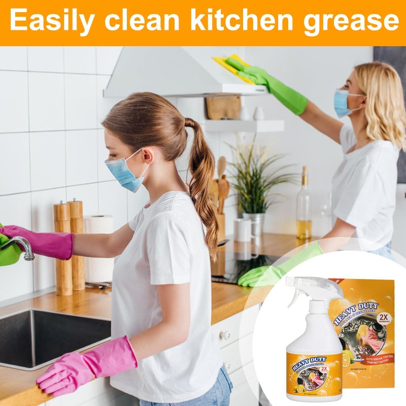 16.9 Fl Oz Clean Up Kitchen Oil Stains Spray, Kitchen Heavy Duty Cleaner Spray,All-Purpose Oil Stain Remover and Degreaser Spray, Multipurpose Foam Cleaner Spray, Kitchens Grease Cleaner - Image 2