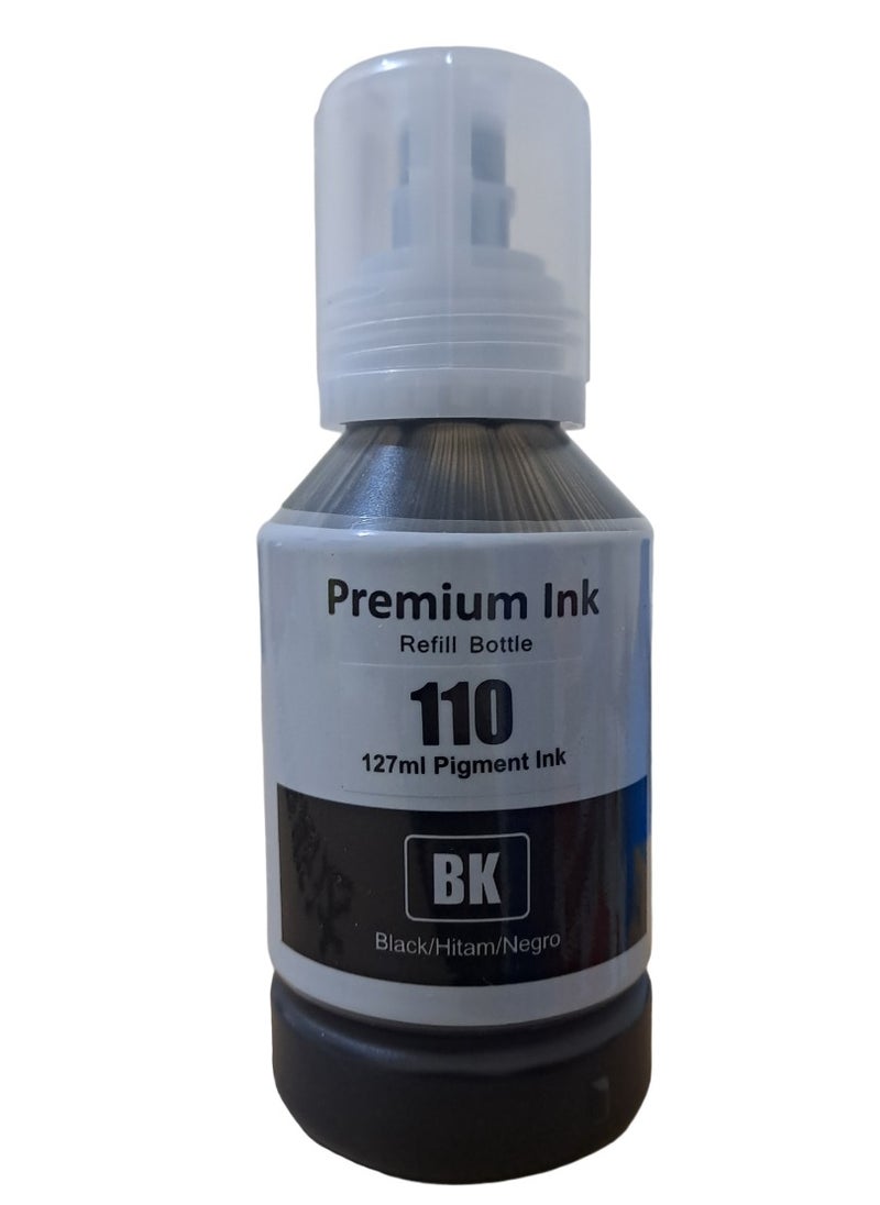 Premium Compatible Refill ink Epson, 110 EcoTank, Pigment Black Ink bottle 127ML 6000 Pages For Epson M1100/M1120/M1140/M1170/M1180/M2120/M2140/M2170/M3140/M3170/3180 Printer, M1120, M3170  - Image 1