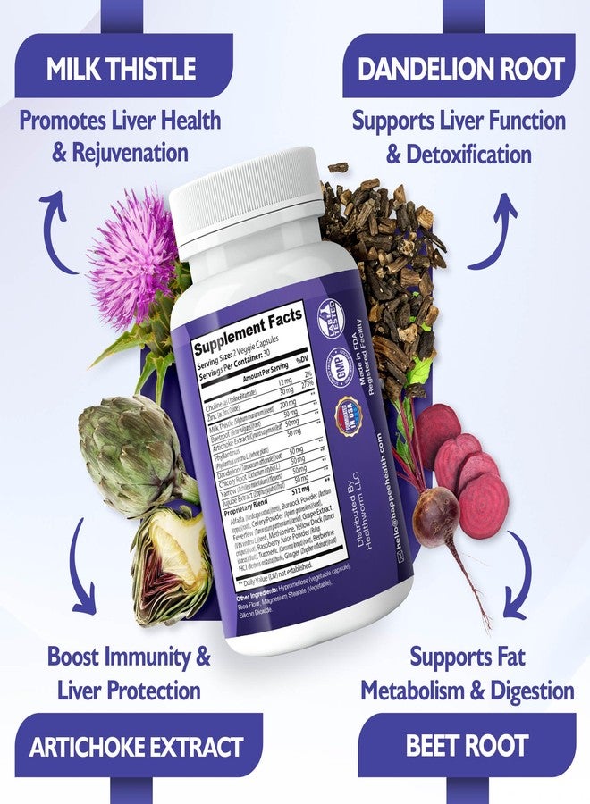 Happee مكمل هابي لتنظيف الكبد وإزالة السموم وإصلاحه بخلاصة شوك الحليب - يطرد السموم ويجدد الصحة - نباتي، صنع في الولايات المتحدة الأمريكية، 60 كبسولة - Image 3