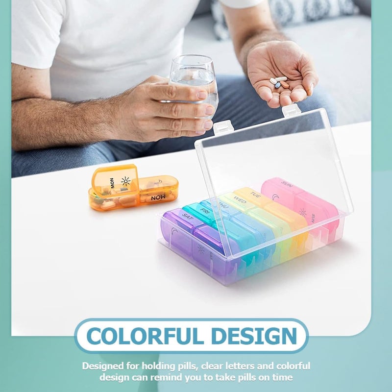 Large 7-Grid Pill Organizer Case, Portable Sealed Medicine Box for Travel and Home, Double Compartments Weekly Pill Storage for Supplements and Medication - Image 5