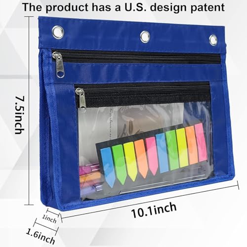 YoeeJob 2 Pack 1 Inch Expandable Zipper Pencil Pouches with Clear Window for 3 Ring Binder, Suitable for School & Office （Blue） - Image 2