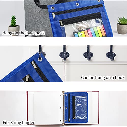 YoeeJob 2 Pack 1 Inch Expandable Zipper Pencil Pouches with Clear Window for 3 Ring Binder, Suitable for School & Office （Blue） - Image 5