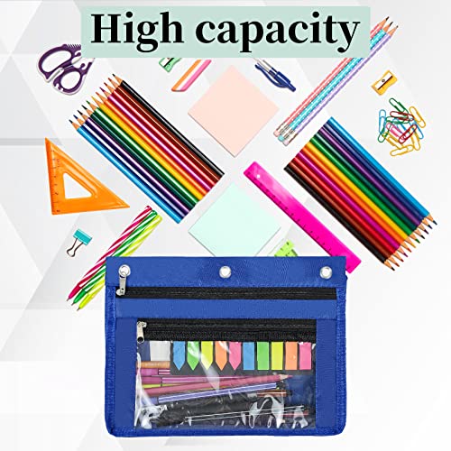 YoeeJob 2 Pack 1 Inch Expandable Zipper Pencil Pouches with Clear Window for 3 Ring Binder, Suitable for School & Office （Blue） - Image 3
