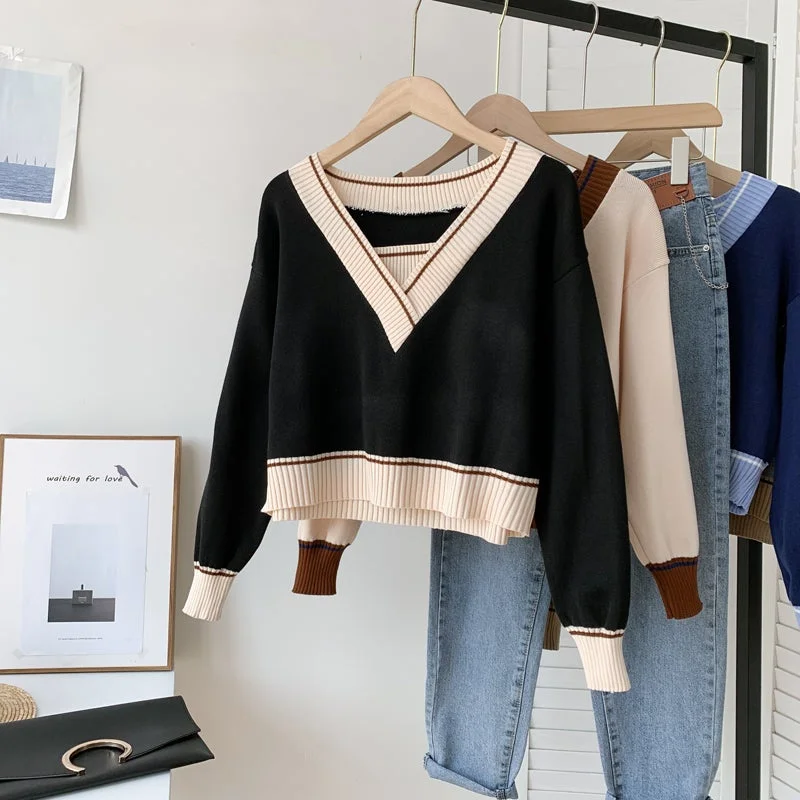 أوجيدر Black Full Sleeve Contrast Sweater