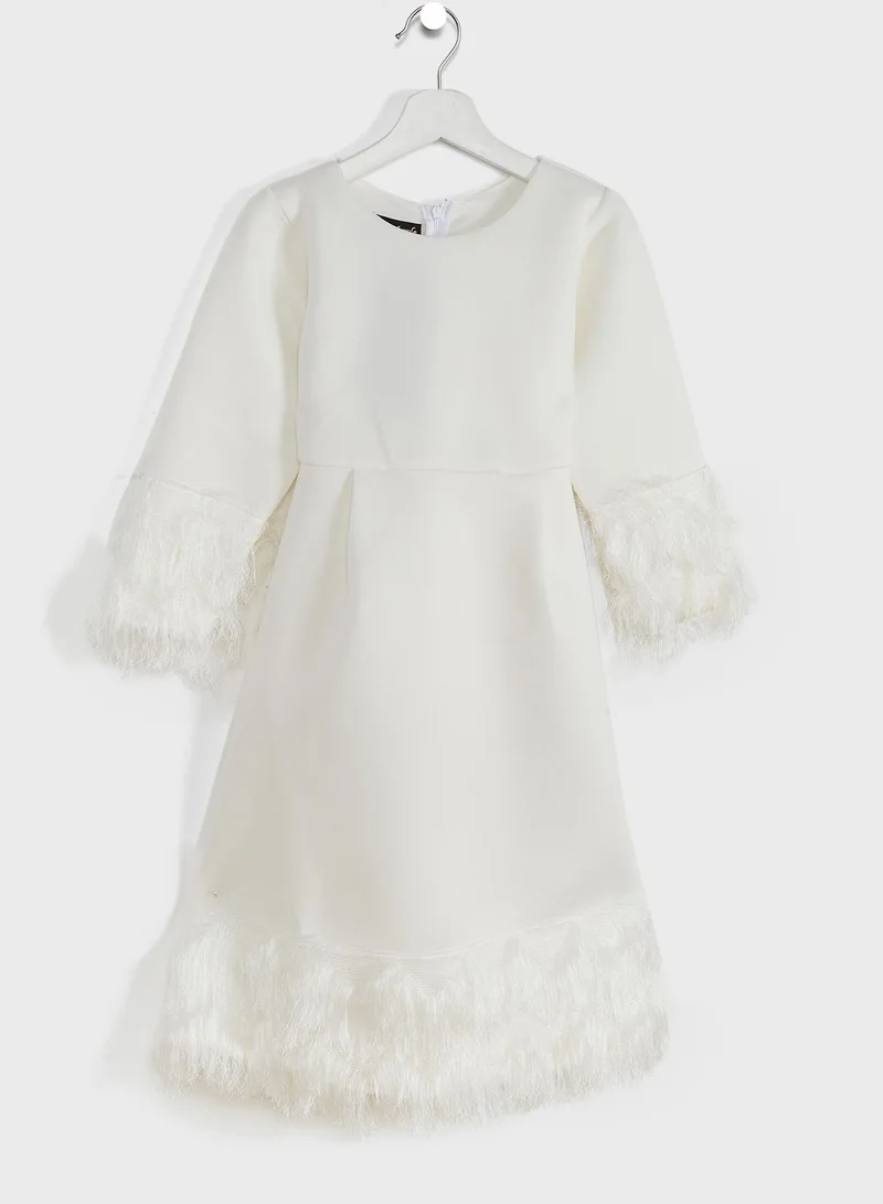 Little Golden Apple Little Full Sleeve Fringe Dress