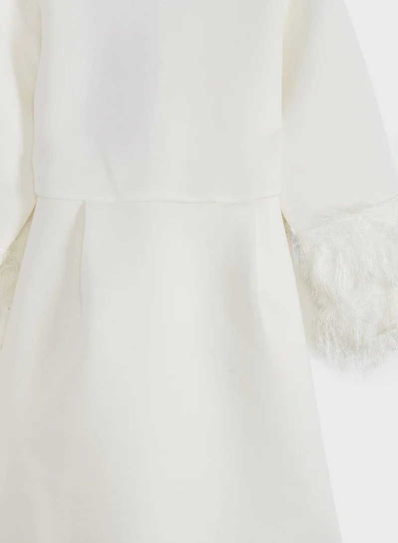 Little Golden Apple Little Full Sleeve Fringe Dress