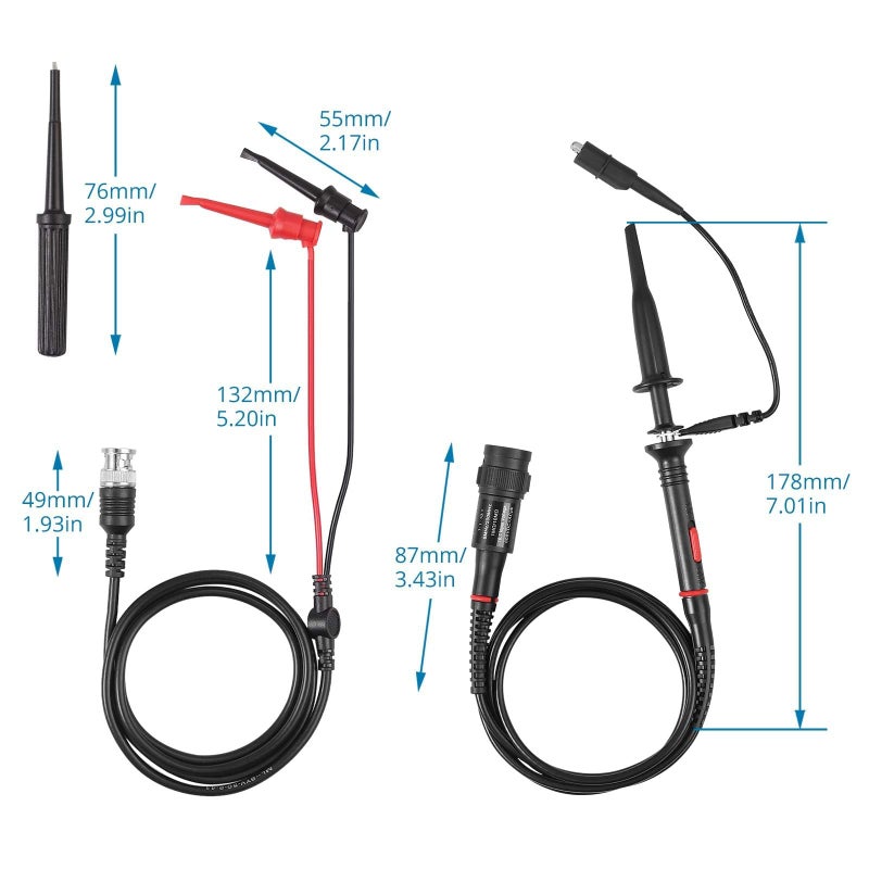 AUTOUTLET AUTOUTLET P6100 Universal Oscilloscope Probe with Accessories Kit 100MHz Oscilloscope Clip Probes with BNC to Minigrabber Test Lead Kit  - Image 4
