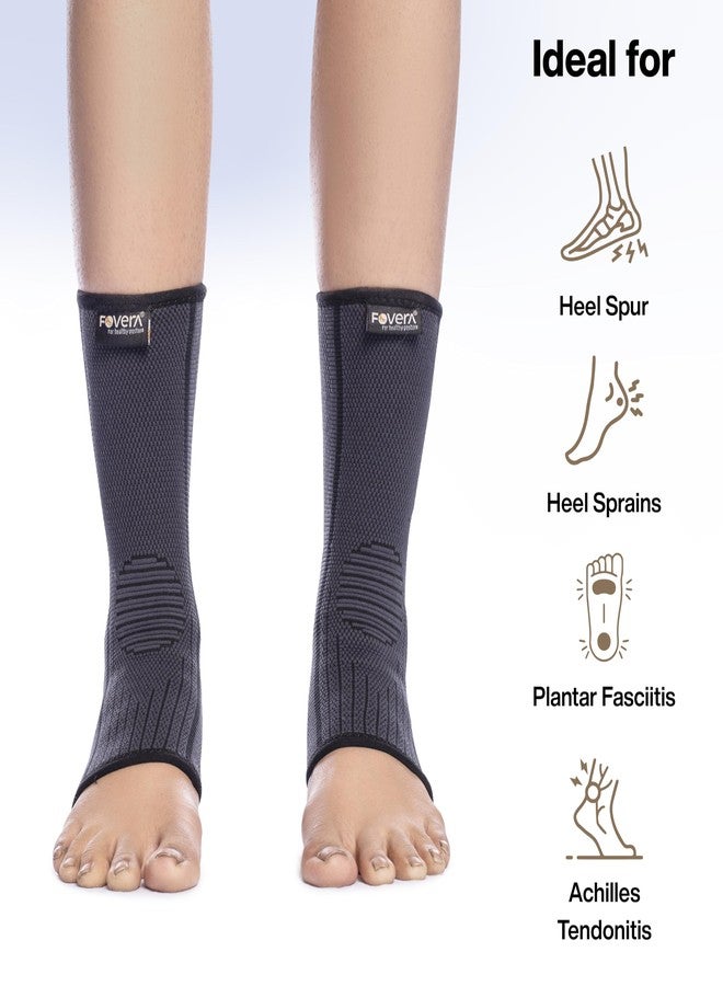 FOVERA Ankle Compression Sleeve, Ankle protector for Men & Women, for Heel Pain Relief, Ankle Support & Plantar Fasciitis (Size - S, 1 Pair) - Image 3