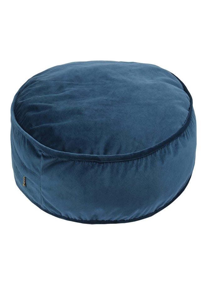 YIUOR Round Floor Pillow Cover Velvet Throw Seating Pouf Yoga Meditation Cushion Plush Case Reading Room Decor Cover Only (25.6IN, Dark Blue) - Image 1