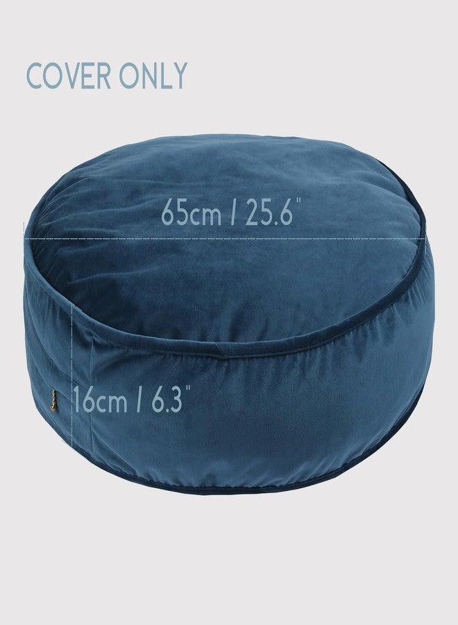 YIUOR Round Floor Pillow Cover Velvet Throw Seating Pouf Yoga Meditation Cushion Plush Case Reading Room Decor Cover Only (25.6IN, Dark Blue) - Image 3
