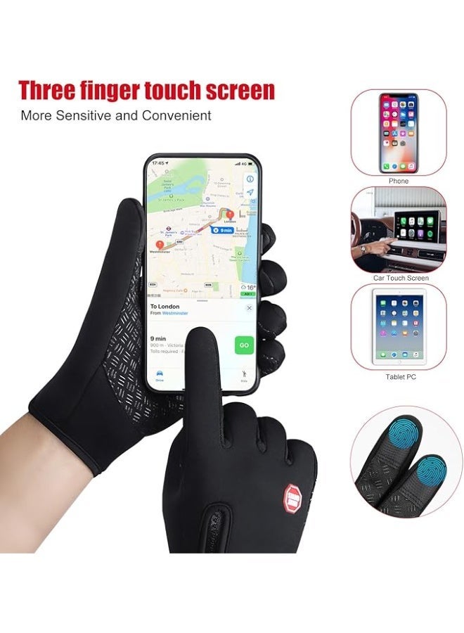 Oomeek anti-slip silicone sports gloves with a warm, padded lining; windproof and waterproof; suitable for cycling and touchscreen use. - Image 3