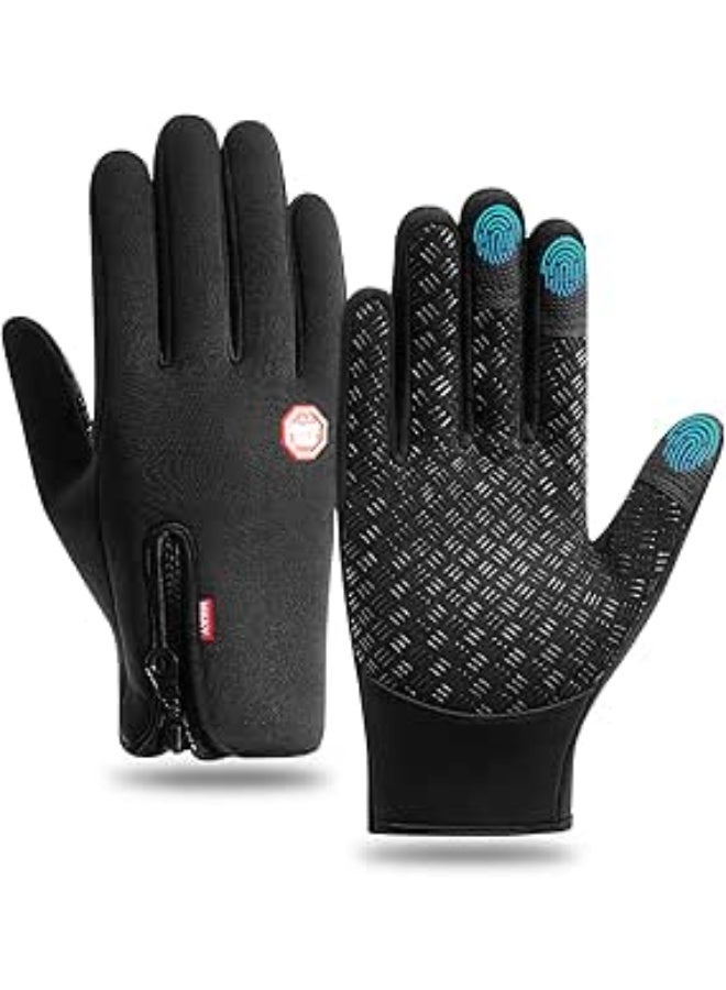 Oomeek anti-slip silicone sports gloves with a warm, padded lining; windproof and waterproof; suitable for cycling and touchscreen use. - Image 1