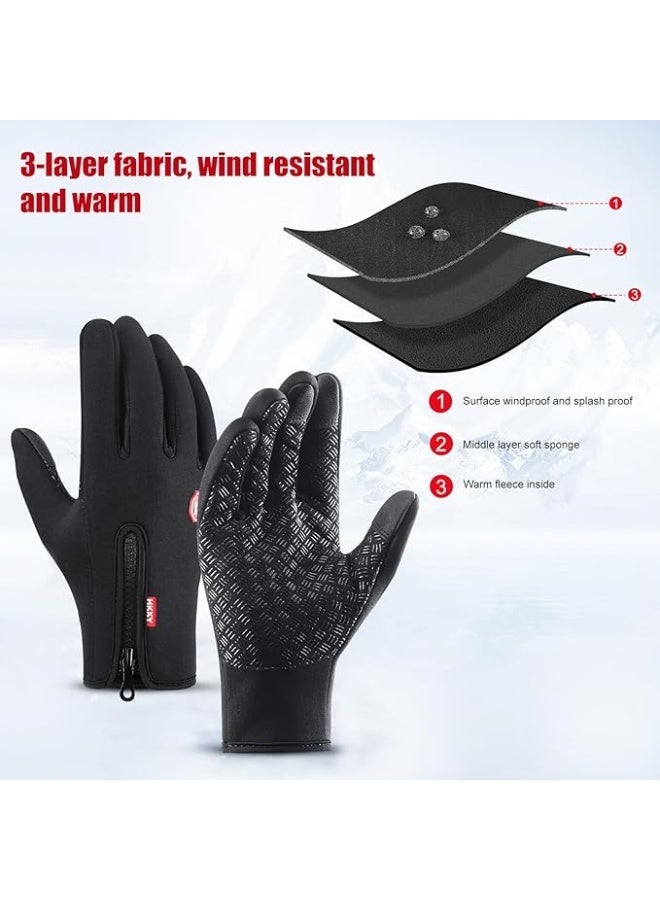 Oomeek anti-slip silicone sports gloves with a warm, padded lining; windproof and waterproof; suitable for cycling and touchscreen use. - Image 5