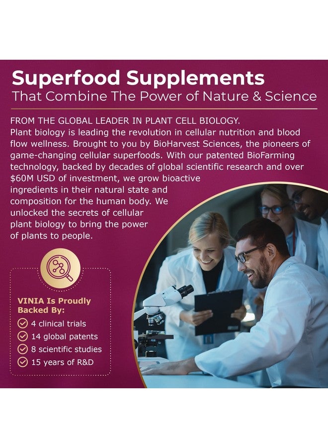 VINIA مكمل ريسفيراترول يدوم 12 ساعة. مكمل أكسيد النيتريك. يدعم صحة القلب، تدفق الدم، يعزز الأكسجين مسحوق سوبر فود، مناسب للكيتو. نباتي وغير معدل وراثيًا. إمداد لمدة 60 يومًا. - Image 4
