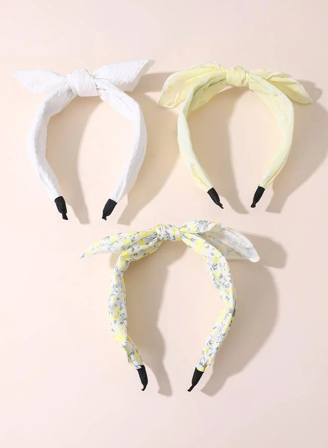 تايك تو Set of 3 - Flower Print Bow Headband