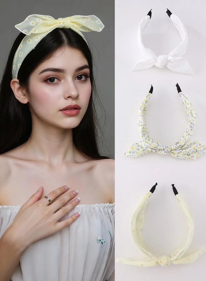 تايك تو Set of 3 - Flower Print Bow Headband