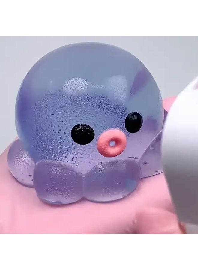 Blue Squid Squeeze Toy Bubble Blowing Octopus Slow Rebound Popping Fun Soft Cute Gift - Image 1