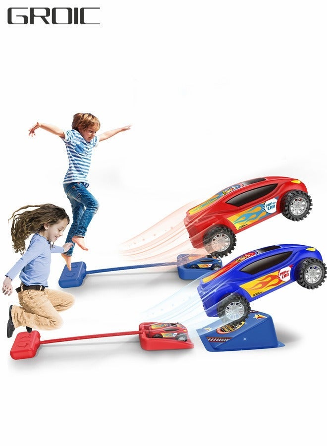 GROIC Rocket Dueling Stomp Racers, Foot Pneumatic Racer,2 Toy Car Launchers and 2 Air Powered Cars with Ramp Finish Line. Great for Outdoor Indoor Play, STEM Gifts Kids - Image 1