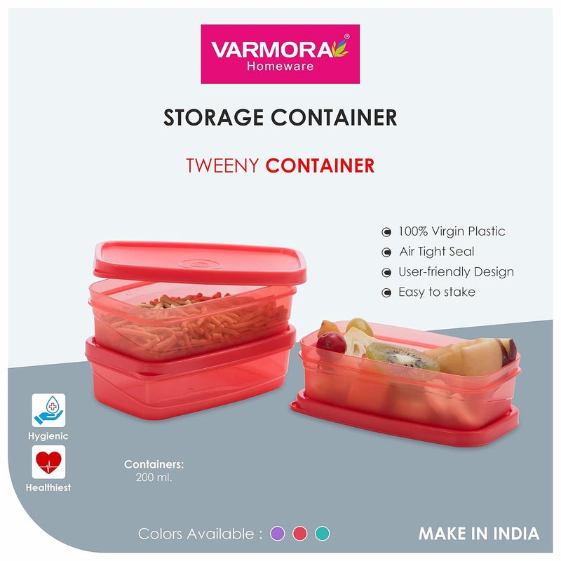 Varmora Tweeny Container Organised Kitchen Stackable Durable For Tiffin BoxPulses Cereals Snacks Set of 2 Assorted plastic - Image 2