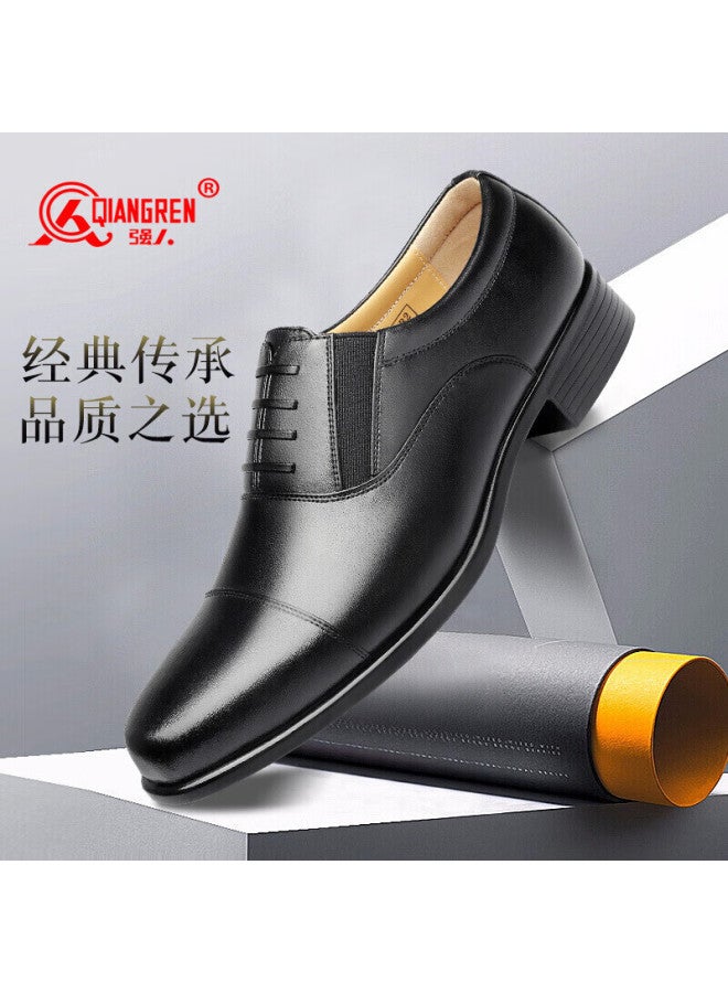 Strongman Qiangren Classic Formal Men's Shoes Jihua 3515 High Quality Business Single Leather Shoes Three-joint Leather Shoes Black Size 46 - Image 1