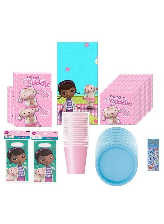 Unique Doc Mcstuffins Party Supplies Deluxe Bundle Pack For 16 Includes Blue Lunch Plates Lunch Napkins Table Cover Loot Bags - Image 2
