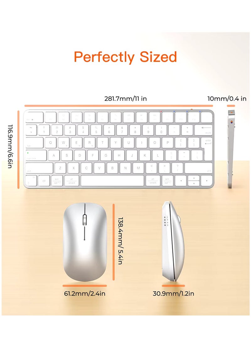 Meetion Wireless Bluetooth Ultra-thin Apple Keyboard and Mouse Combo ikey C210 Ingenious Spatial Economy Aesthetic Sobriety Redefined Universal Synchronization Protocol (Silver) - Image 3
