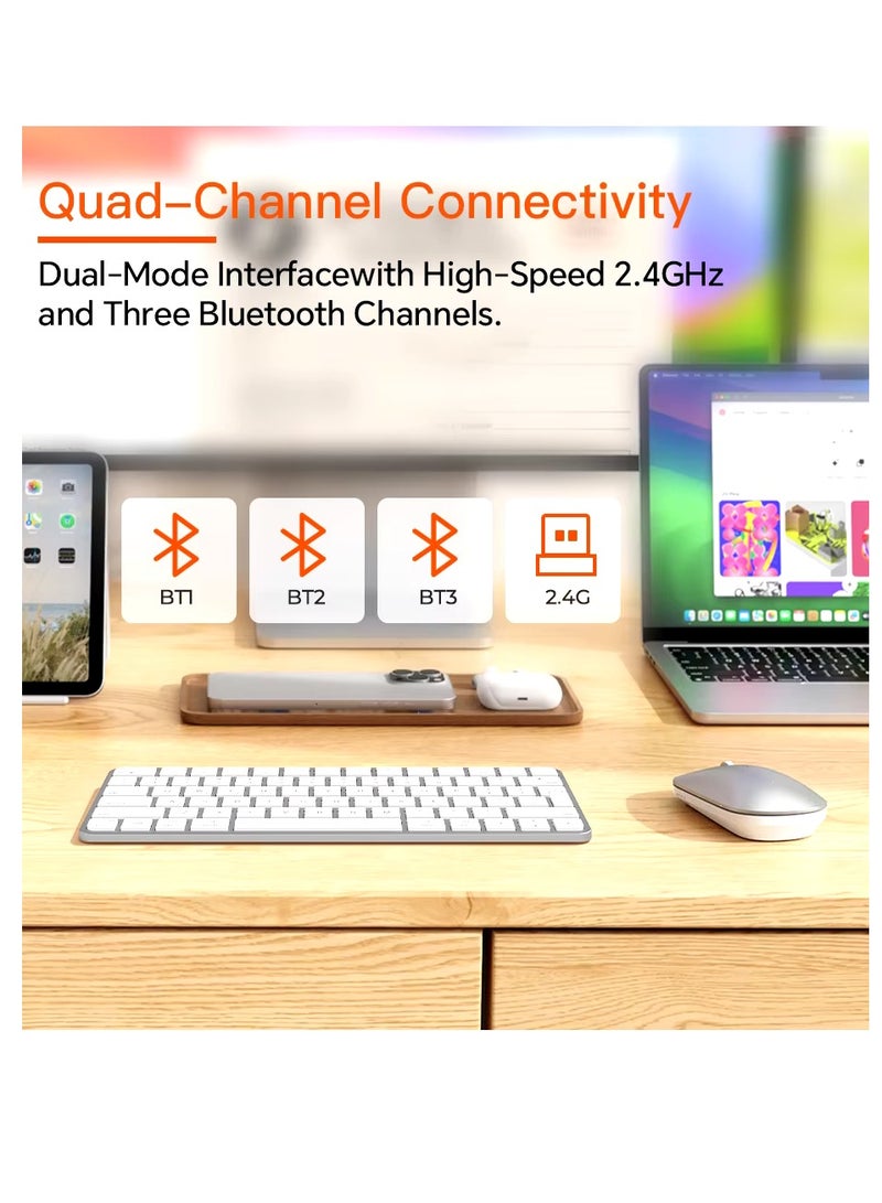 Meetion Wireless Bluetooth Ultra-thin Apple Keyboard and Mouse Combo ikey C210 Ingenious Spatial Economy Aesthetic Sobriety Redefined Universal Synchronization Protocol (Silver) - Image 4