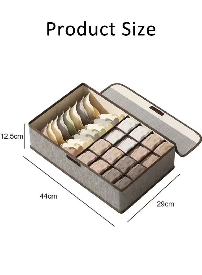 Underwear Storage Box Underwear Drawer Organizer Dividers Foldable Fabric Closet Organizers and Storage, Dresser Drawer Dividers for Baby Clothes, Bra, Scarves, Belt, Tie（Grey）  - Image 2