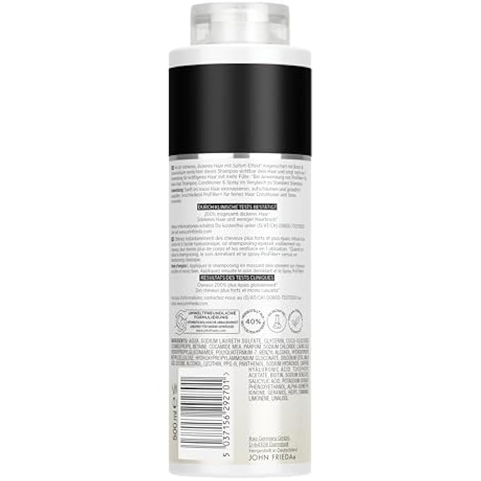 John Frieda PROFILLER+ SHAMPOO  CONTENT: 500 ML  HAIR TYPE: FINE, WEAKENED  STRENGTHENS THE HAIR STRUCTURE IN ONE APPLICATION  SILICONE-FREE  ADVANTAGE SIZE/CABINET SIZE - Image 3