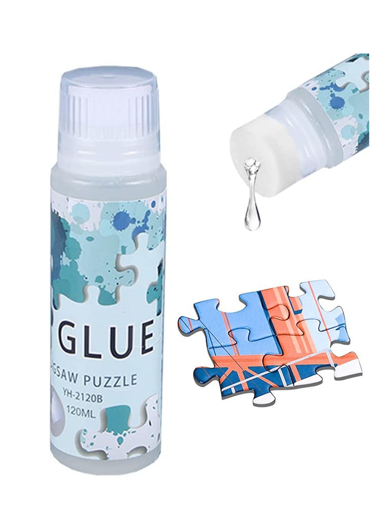 Puzzle Glue with Sponge Head, Jigsaw Puzzle Glue for Kids, Puzzle Glue Clear with Applicator, Water-Soluble Special Craft Puzzle Glue, Puzzle Saver for 1000/1500/3000 Pieces of Puzzle, 120ML - Image 1