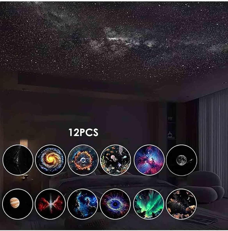 MarlaMall 2-in-1 Galaxy Projector Night Light with 12 Film Discs - USB LED Starry Sky Projector for Bedroom - Image 5