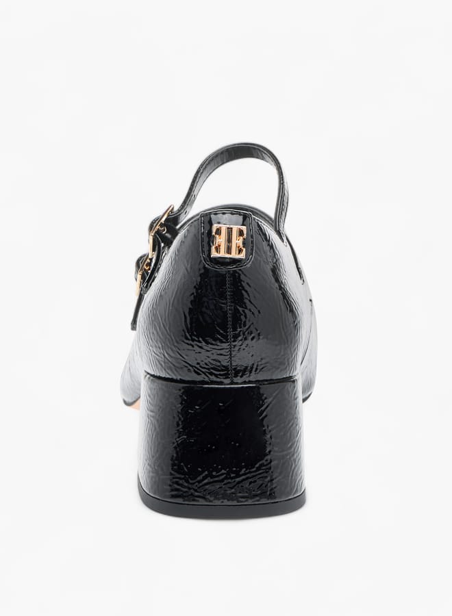 ELLE Womens Textured Double Strap Mary Jane Shoes With Block Heels - Image 5