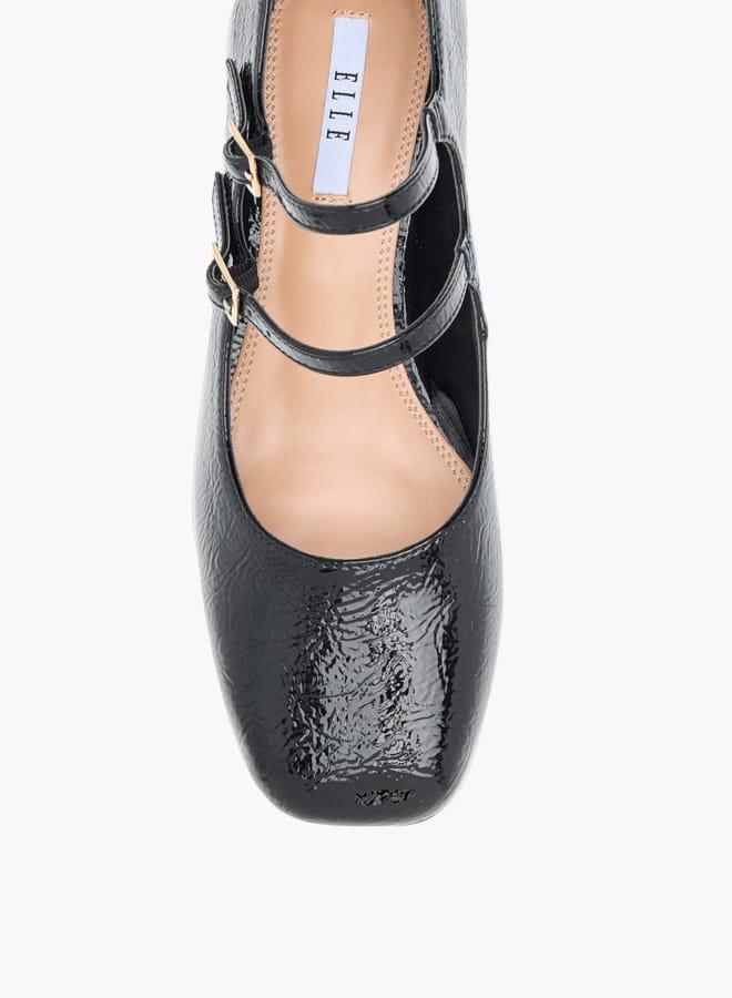 ELLE Womens Textured Double Strap Mary Jane Shoes With Block Heels - Image 4