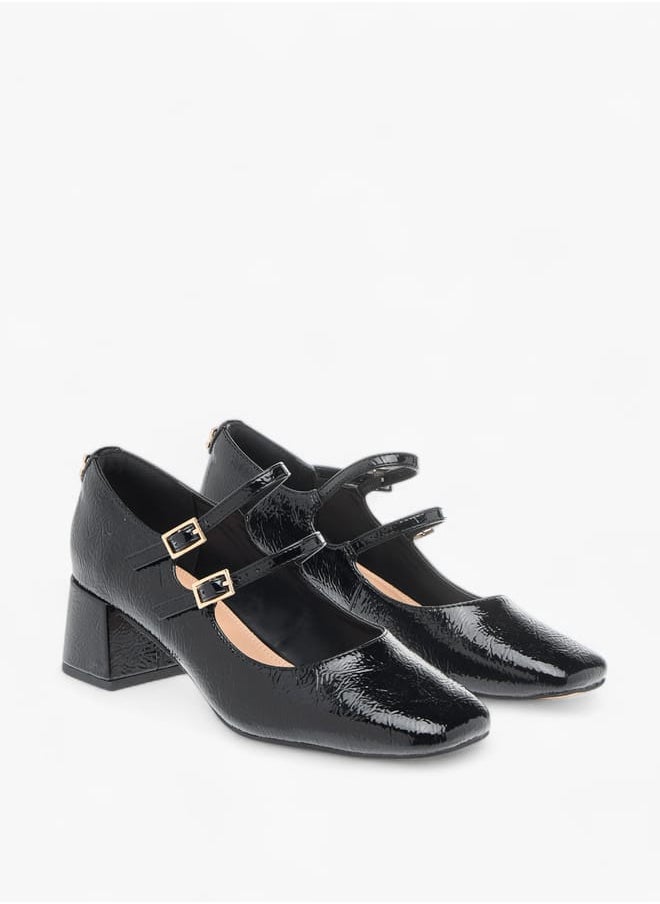ELLE Womens Textured Double Strap Mary Jane Shoes With Block Heels  - Image 2