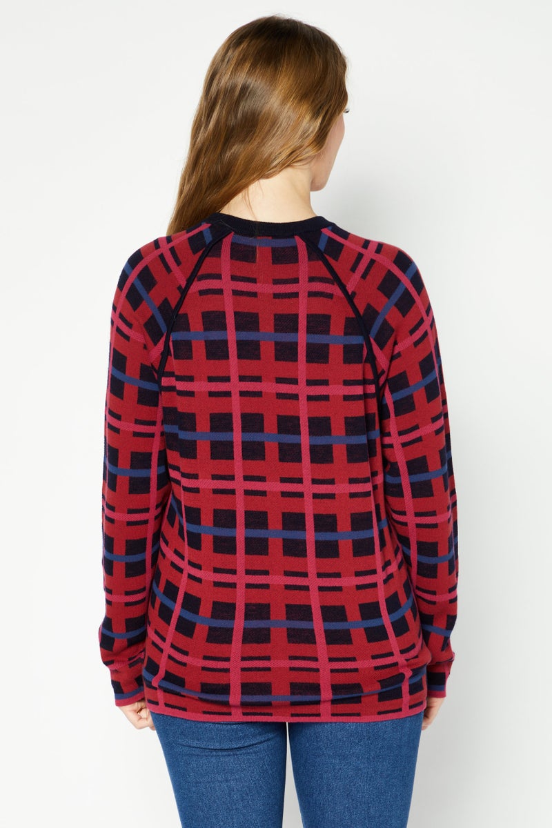 LACOSTE Women Crew Neck Allover Print Sweater, Multicolor - Image 4