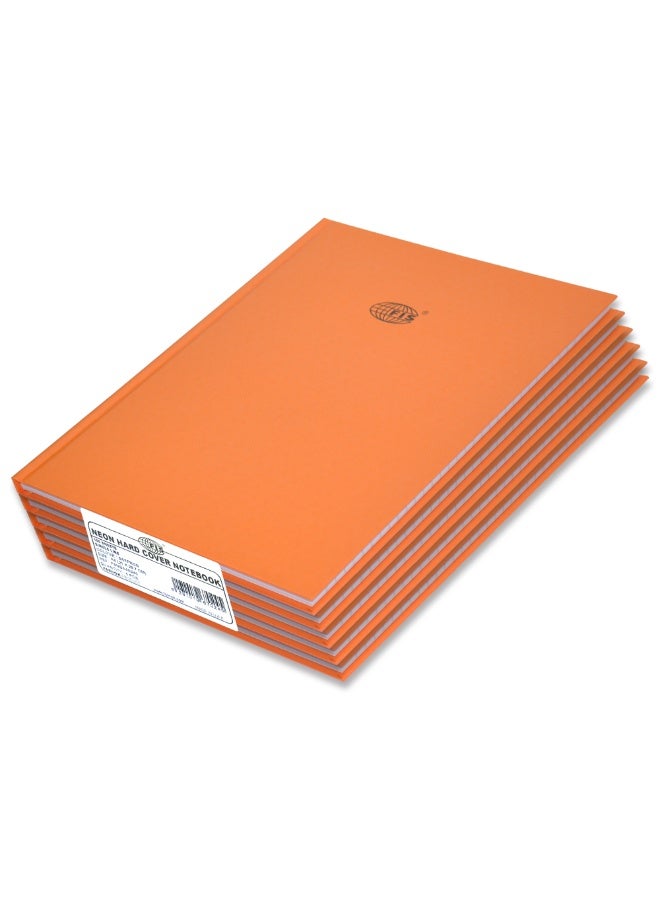FIS Neon Hard Cover Notebook Single Line A4, 100-Sheets, Saffron 5-Piece - FSNBA4N240  - Image 1