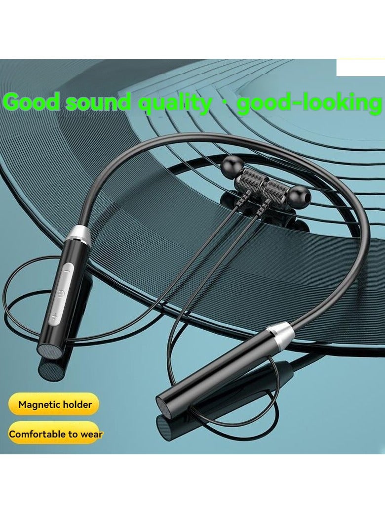 In-ear neck-worn wireless Bluetooth sports headphones binaural stereo music running Bluetooth wireless headphones black