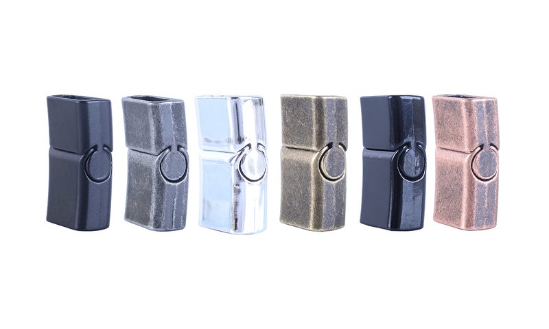KONMAY Magnetic Jewelry Bracelet Clasps, 10 Sets 12.0x6.0mm Mixed Flat Closure Magnetic End Caps for Leather Bracelet Making - Image 1