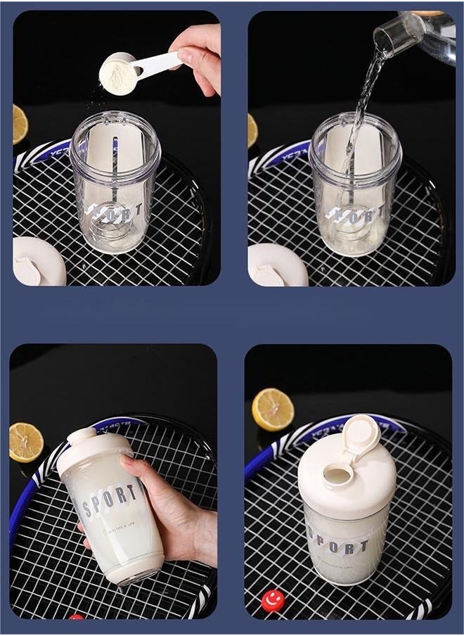 Generic - Protein Shake Bottle White | Pre-Workout | Blending Assistant | Protein Shake Cup | BPA-Free Plastic | Rope Handle | Dishwasher Safe | Bad Odor Free | Fitness Sports Water Bottle - Image 1