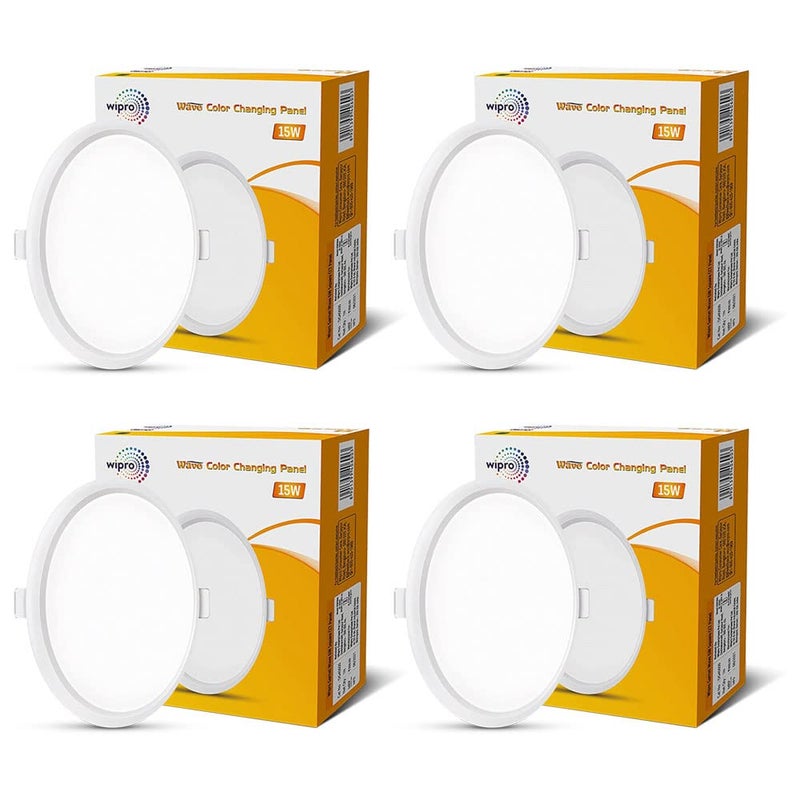wipro Polycarbonate Garnet 15W Wave Cct Round Panel|Colour Changing Panel|Warm White, Neutral White, Cool White|Slim Border&Sleek Design|Recessed Downlighter for False Ceiling|Cutout 150Mm|Pack of 4 - Image 5